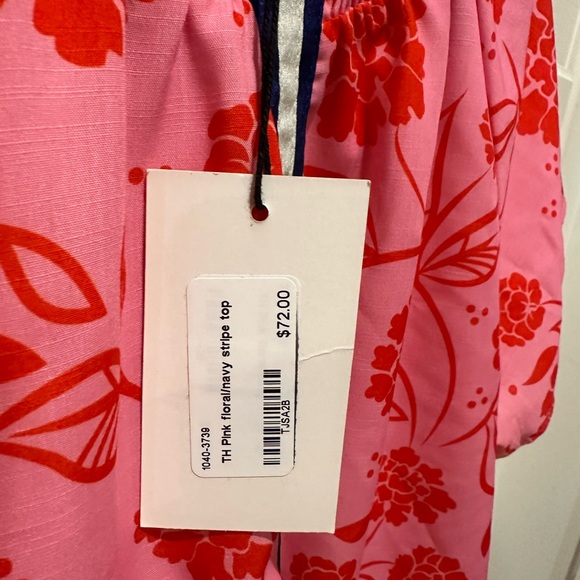 THML Floral Pink and Red Blouse NWT stripe trendy - Picture 2 of 7
